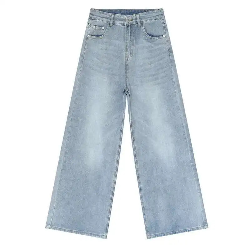 Men's Straight Jeans American Style Gradient Color Button Pockets Male Wide Leg Denim Pants Casual Spring New Chic 9C4510 XL48