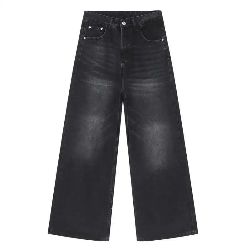 Men's Straight Jeans American Style Gradient Color Button Pockets Male Wide Leg Denim Pants Casual Spring New Chic 9C4510 XL48