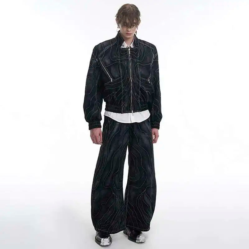 High Street Men's Two-piece Solid Color Turn-down setup XL33