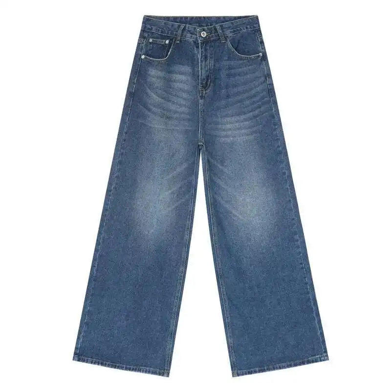Men's Straight Jeans American Style Gradient Color Button Pockets Male Wide Leg Denim Pants Casual Spring New Chic 9C4510 XL48