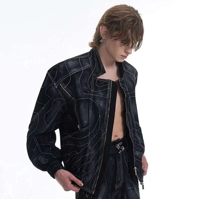 High Street Men's Two-piece Solid Color Turn-down setup XL33
