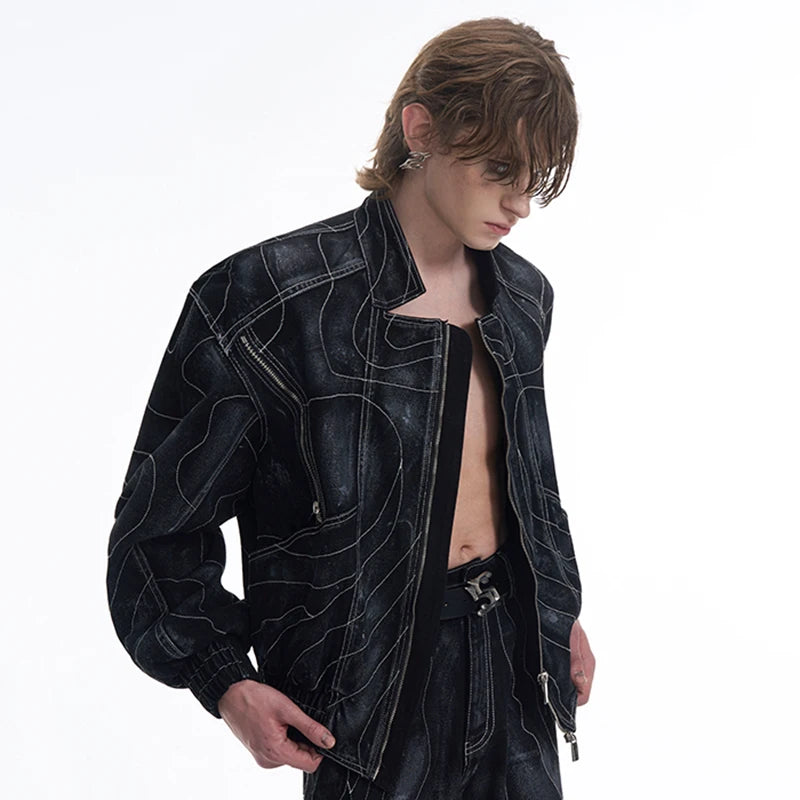 High Street Men's Two-piece Solid Color Turn-down setup XL33