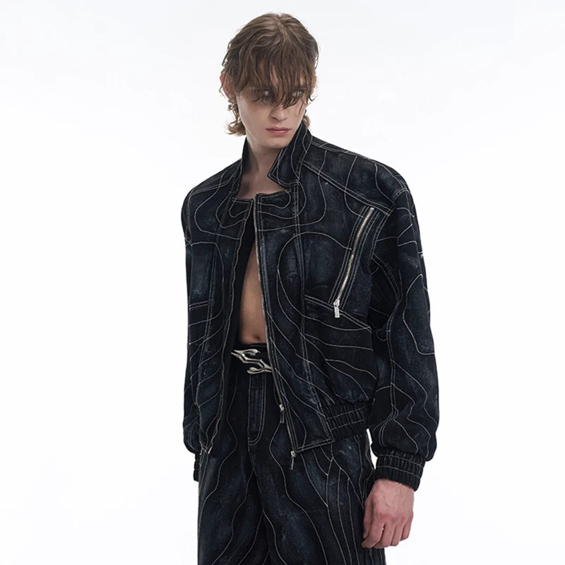 High Street Men's Two-piece Solid Color Turn-down setup XL33