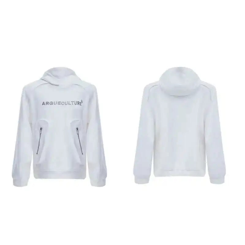 Korean Style Men's Hoodies Patchwork Three-dimensional Pockets Shoulder Pads Letter Printing Loose Male Sweatshirts XL35