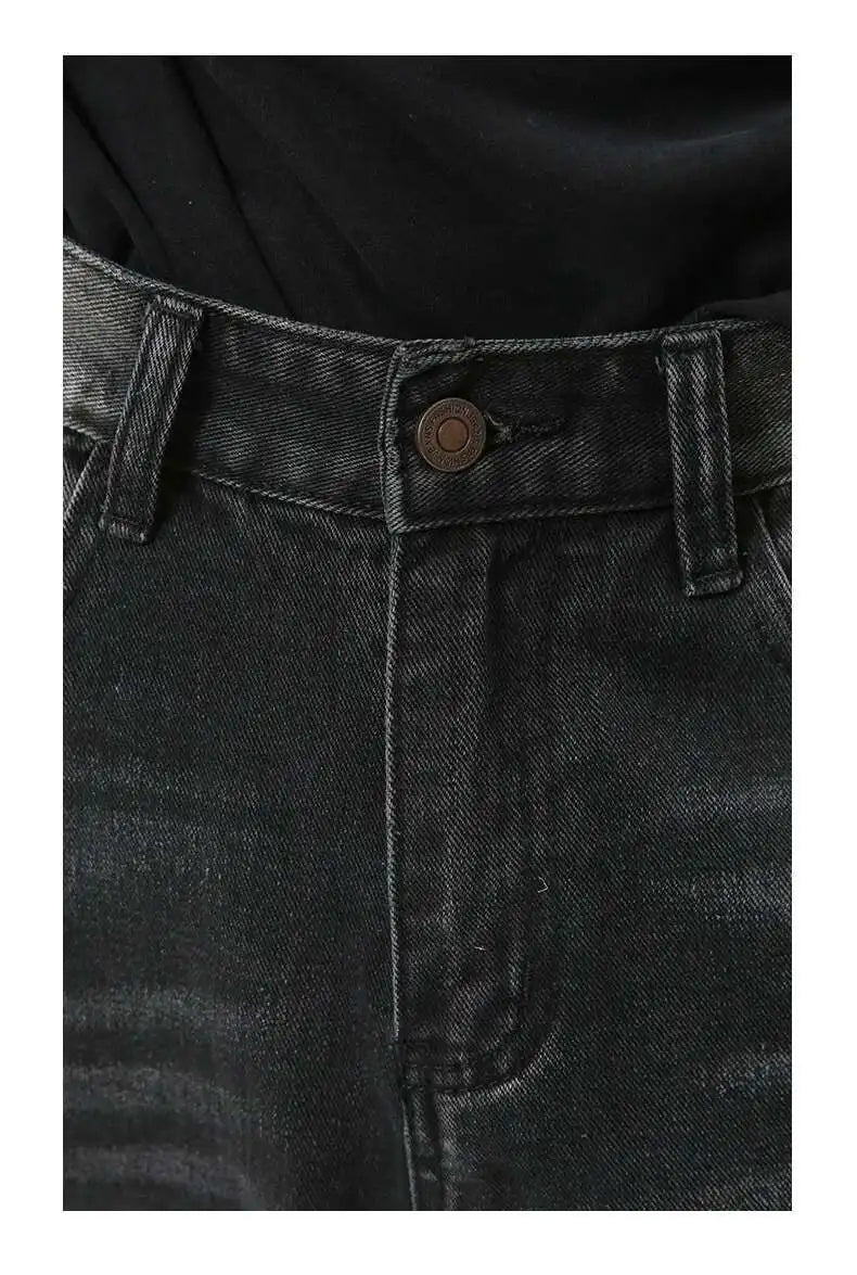 American Style Male Jeans Loose Zipper Wide-leg Washed Denim Pants High Street Summer New Trendy Trousers 2024 9C6160 XL50