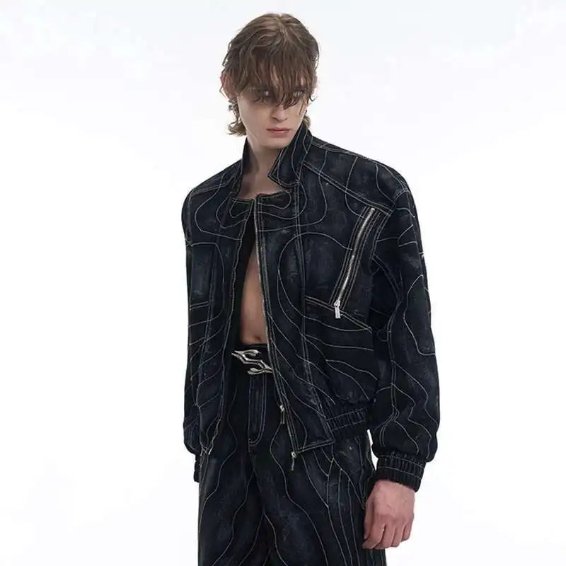 High Street Men's Two-piece Solid Color Turn-down setup XL33