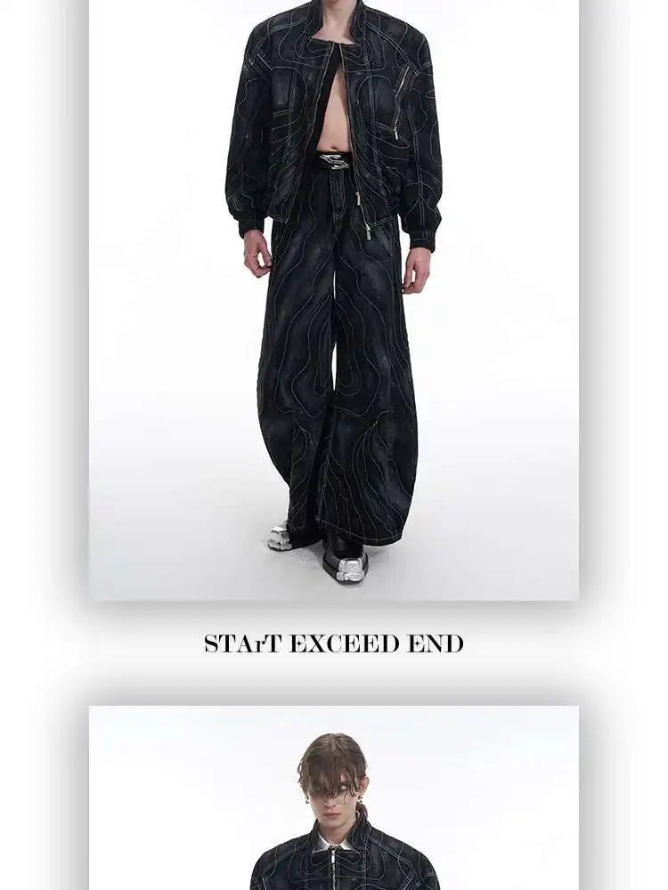 High Street Men's Two-piece Solid Color Turn-down setup XL33