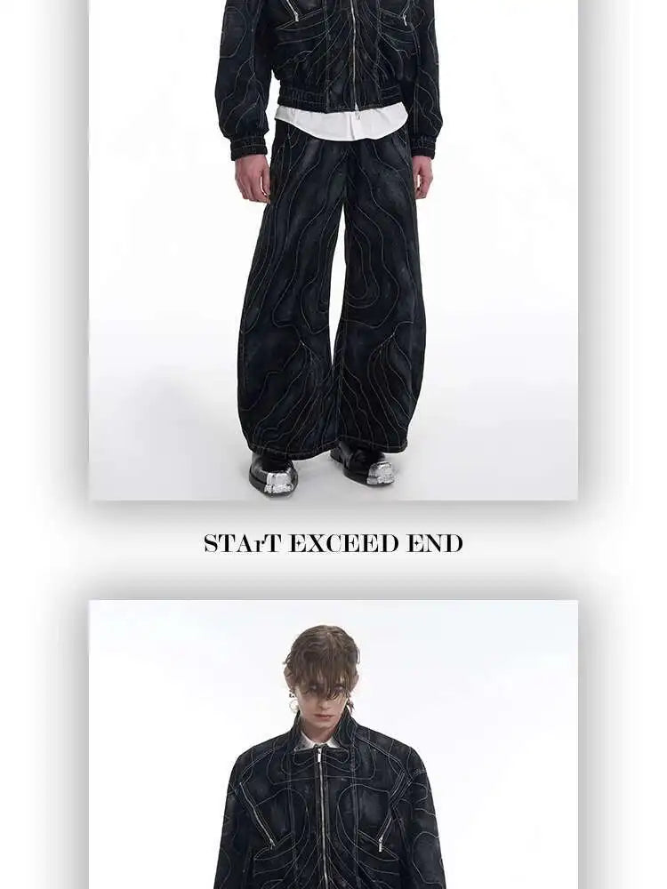 High Street Men's Two-piece Solid Color Turn-down setup XL33