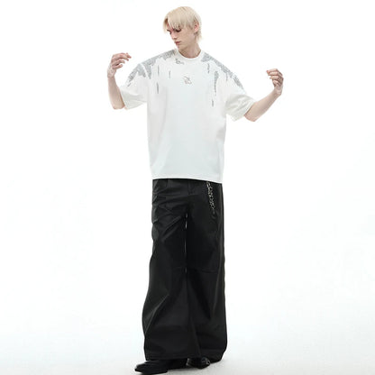 パッチワークパターンシルエットTシャツ　XL24