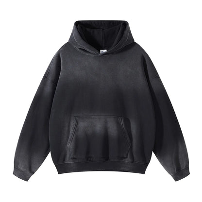 Solid Color Blanks plus fleece thicken spray-dyed aged hoodie XL37