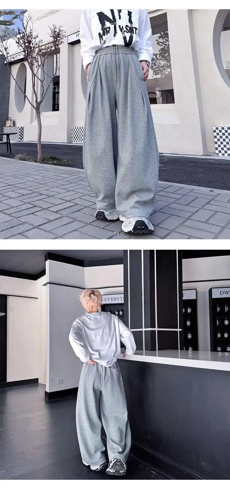 韓国モード系、オーバーサイズ、ワイドスウェットパンツ  XL1