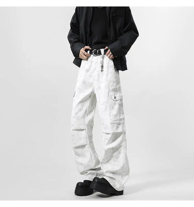 韓国モード系、オーバーサイズ、サイドポケットデニムパンツ　XL6