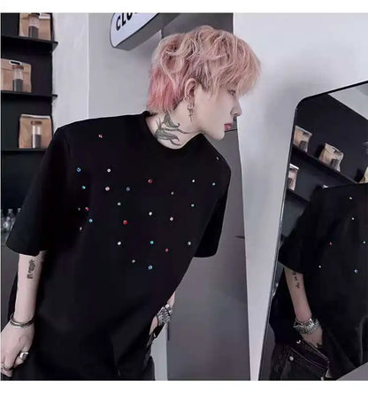 パッチワークデザインTシャツ　XL30