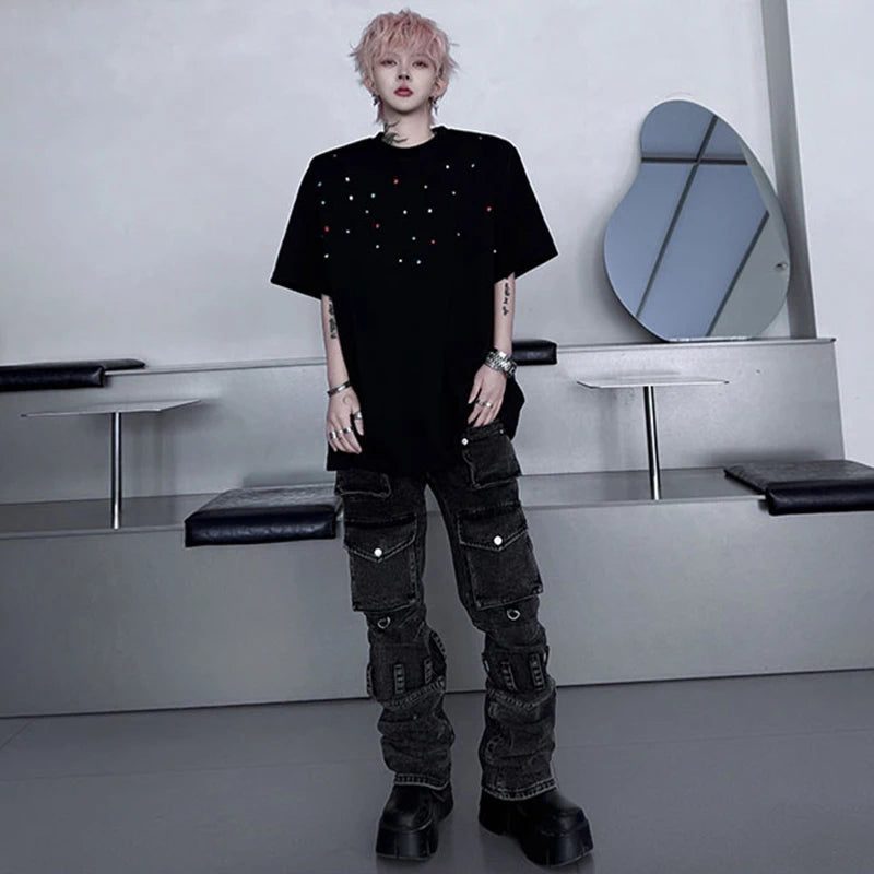 パッチワークデザインTシャツ　XL30