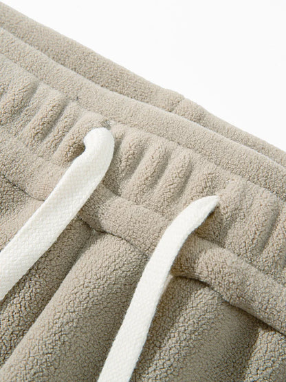 Winter Men's Sweatpants Korean Fashion Thick Warm Fleece Wide Leg Straight Loose Track Pants Male Casual Thermal Velvet Trousers　XL41