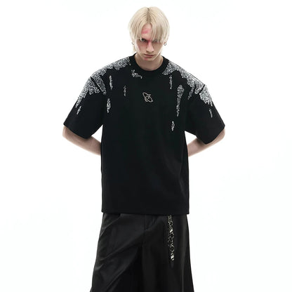 パッチワークパターンシルエットTシャツ　XL24