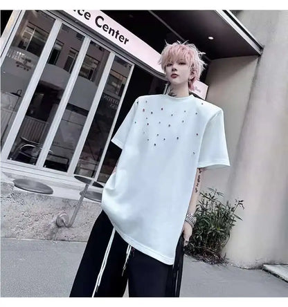 パッチワークデザインTシャツ　XL30