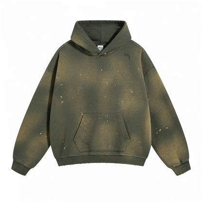 Spray-stained ink holes worn hoodie　XL43