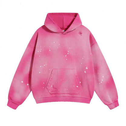 Spray-stained ink holes worn hoodie　XL43
