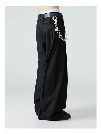 Mauroicardi Spring Autumn Long Loose Casual Baggy Flowy Soft Black Pleated Wide Leg Pants Men Luxury Designer Emo Clothing XL59