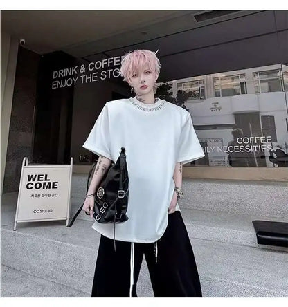 韓国モード系、オーバーサイズ、ショルダーパッチウェア XL4