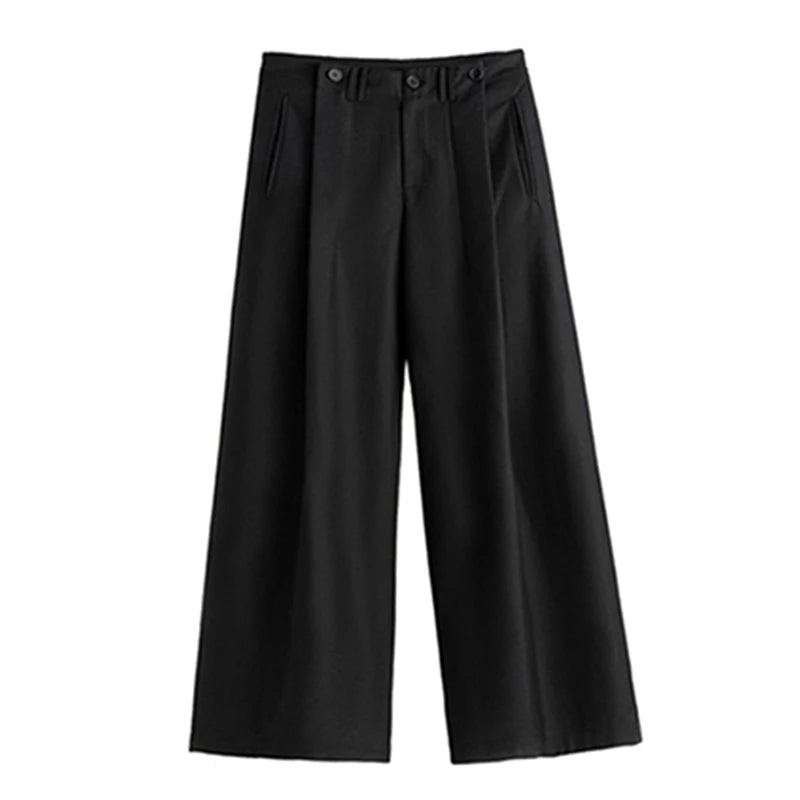 Mauroicardi Spring Autumn Long Loose Casual Baggy Flowy Soft Black Pleated Wide Leg Pants Men Luxury Designer Emo Clothing XL59