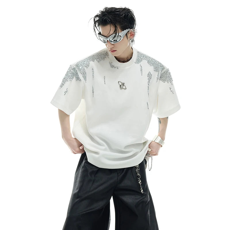 パッチワークパターンシルエットTシャツ　XL24
