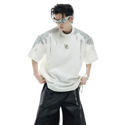 パッチワークパターンシルエットTシャツ　XL24