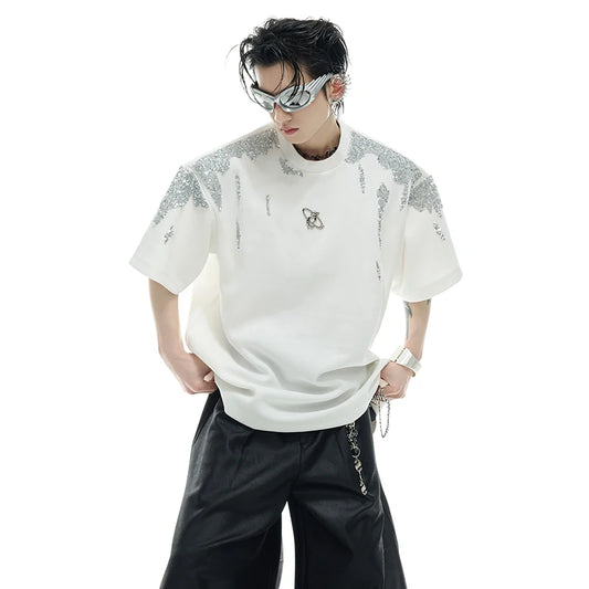 パッチワークパターンシルエットTシャツ　XL24