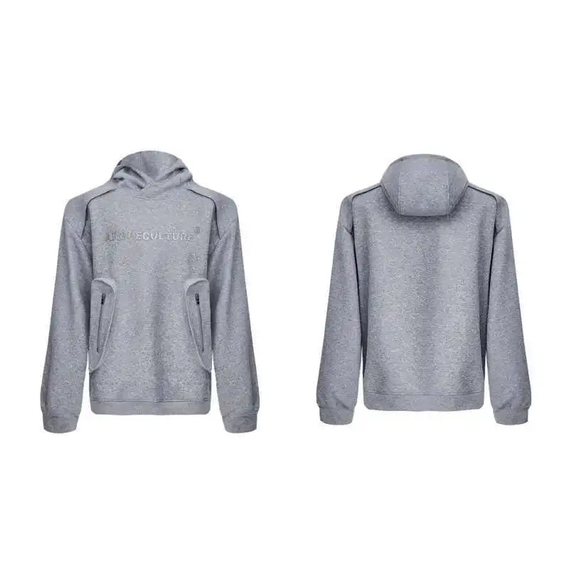 Korean Style Men's Hoodies Patchwork Three-dimensional Pockets Shoulder Pads Letter Printing Loose Male Sweatshirts XL35
