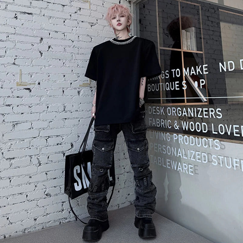 韓国モード系、オーバーサイズ、ショルダーパッチウェア XL4