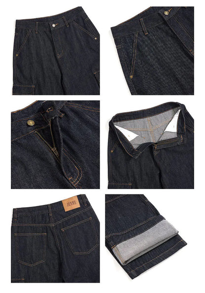 Men's Jeans New American Style Straight Leg Trendy Multi Pockets Line Design Splicing Male Summer Loose Bottoms 9W1900 XL51