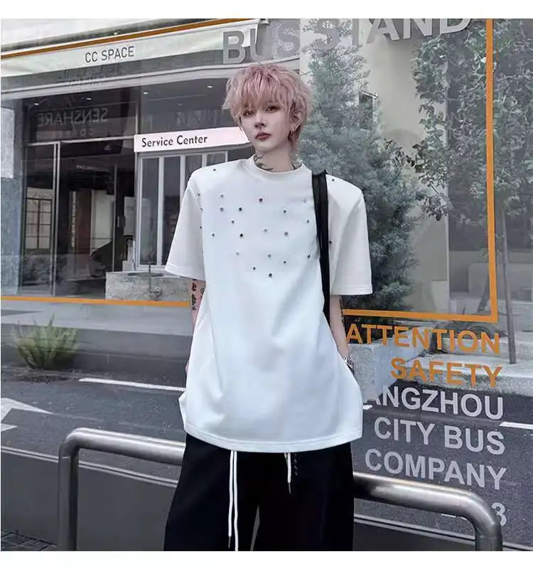 パッチワークデザインTシャツ　XL30
