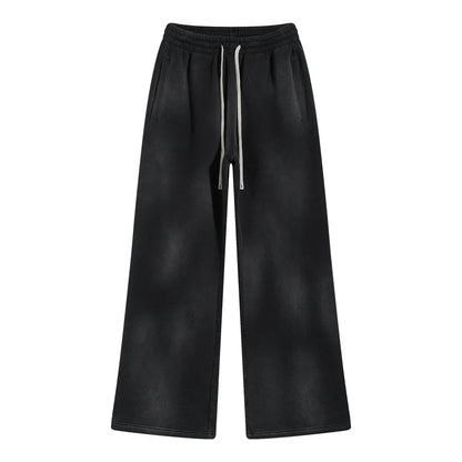 Winter New Fleece Sweatpants Men Splashing Ink Spray Dyeing Wash Distressed Wide Joggers Grinding Edges Baggy Plush Pants XL44