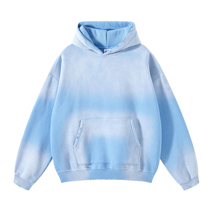Solid Color Blanks plus fleece thicken spray-dyed aged hoodie XL37