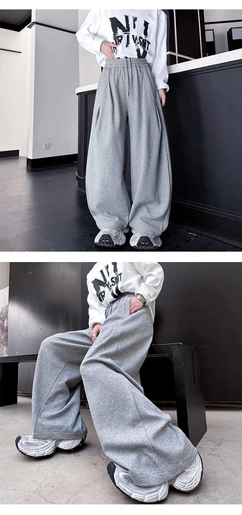 韓国モード系、オーバーサイズ、ワイドスウェットパンツ  XL1