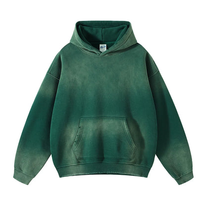 Solid Color Blanks plus fleece thicken spray-dyed aged hoodie XL37