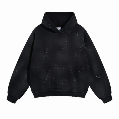 Spray-stained ink holes worn hoodie　XL43