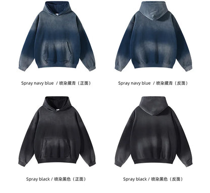 Solid Color Blanks plus fleece thicken spray-dyed aged hoodie XL37