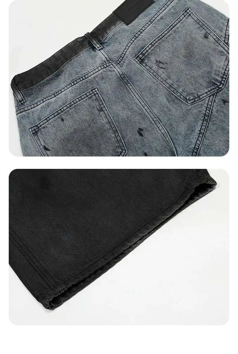Men's Jeans New American Curved Knife Tide Denim Pants Wide Legs Loose Solid Color Male Trousers Spring 2025 XL38