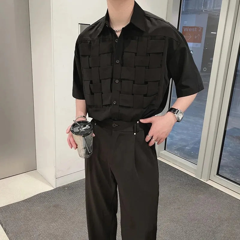 韓国系、イントレチャートデザインTシャツ XL20