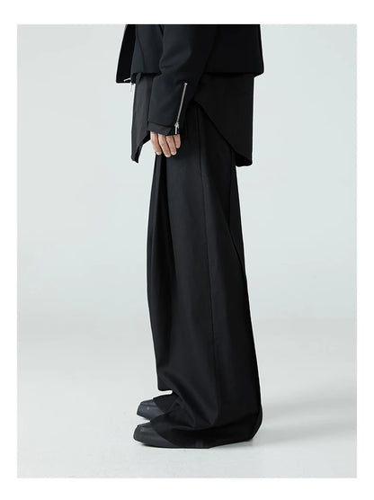 Mauroicardi Spring Autumn Long Loose Casual Baggy Flowy Soft Black Pleated Wide Leg Pants Men Luxury Designer Emo Clothing XL59