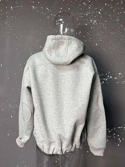 New Spring Men's Hoodies Hooded Zipper Structure Solid Color Loose Short Menswear Tops Casual Male Sweatshirts New 9W590 XL42
