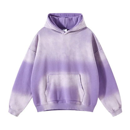 Solid Color Blanks plus fleece thicken spray-dyed aged hoodie XL37