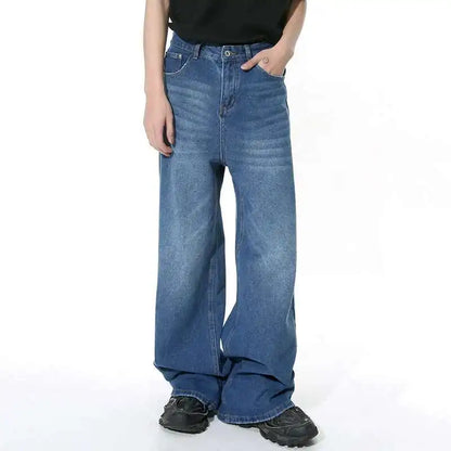 Men's Straight Jeans American Style Gradient Color Button Pockets Male Wide Leg Denim Pants Casual Spring New Chic 9C4510 XL48