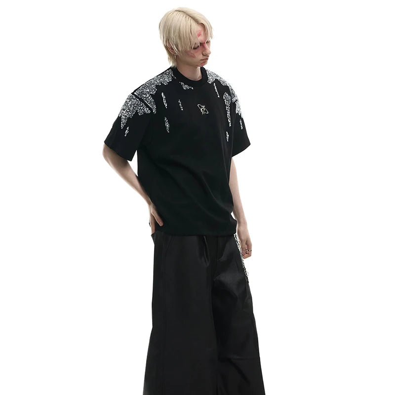 パッチワークパターンシルエットTシャツ　XL24