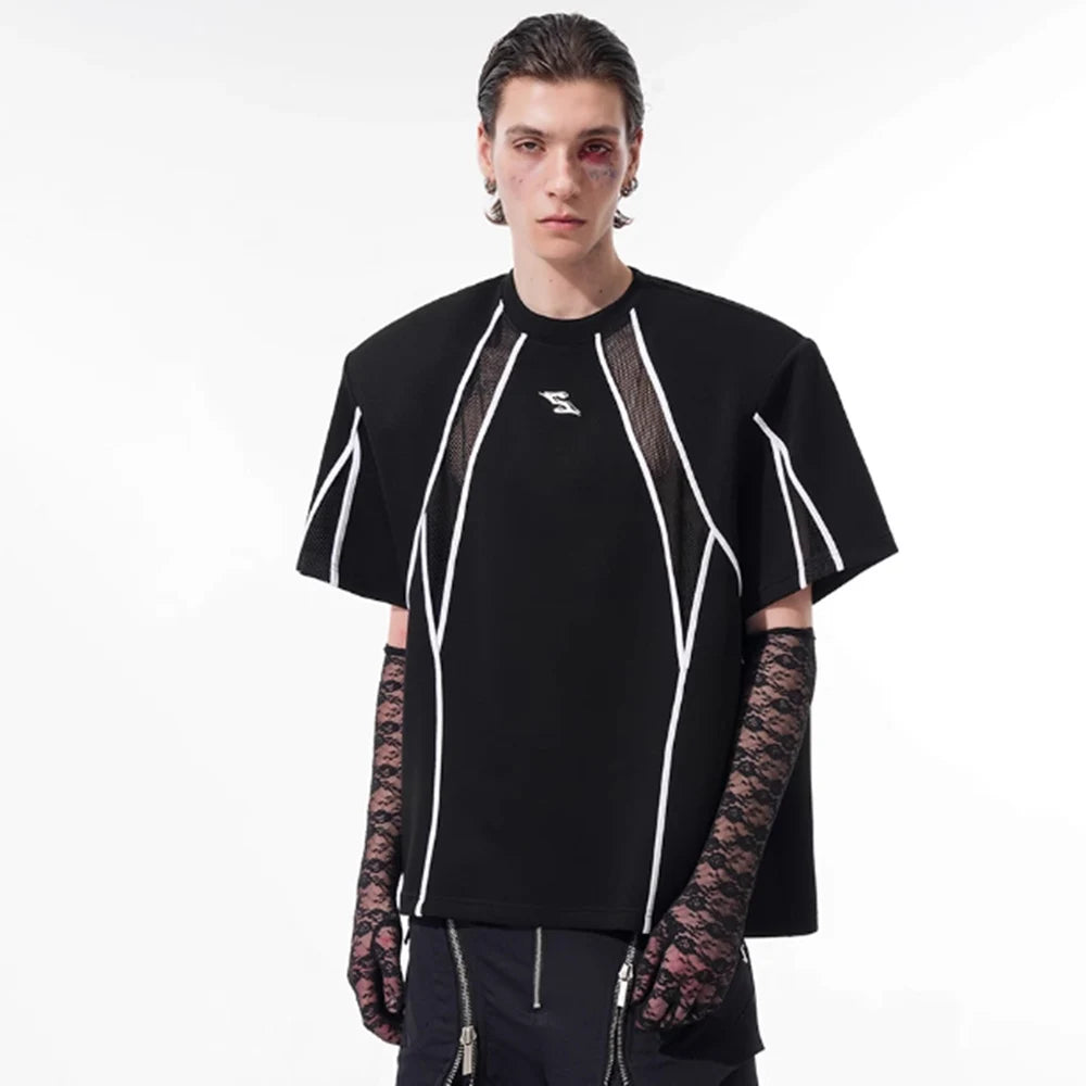 Y2K,ニッチデザインメッシュTシャツ　XL16