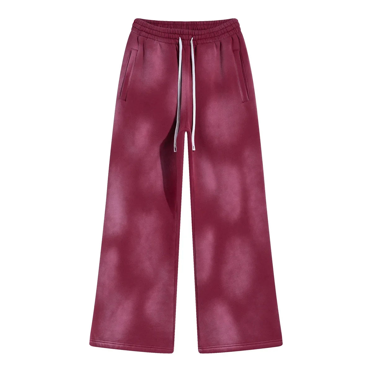 Winter New Fleece Sweatpants Men Splashing Ink Spray Dyeing Wash Distressed Wide Joggers Grinding Edges Baggy Plush Pants XL44