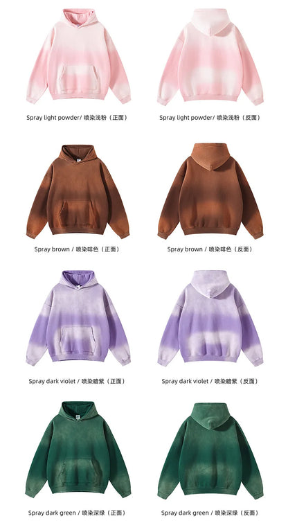 Solid Color Blanks plus fleece thicken spray-dyed aged hoodie XL37