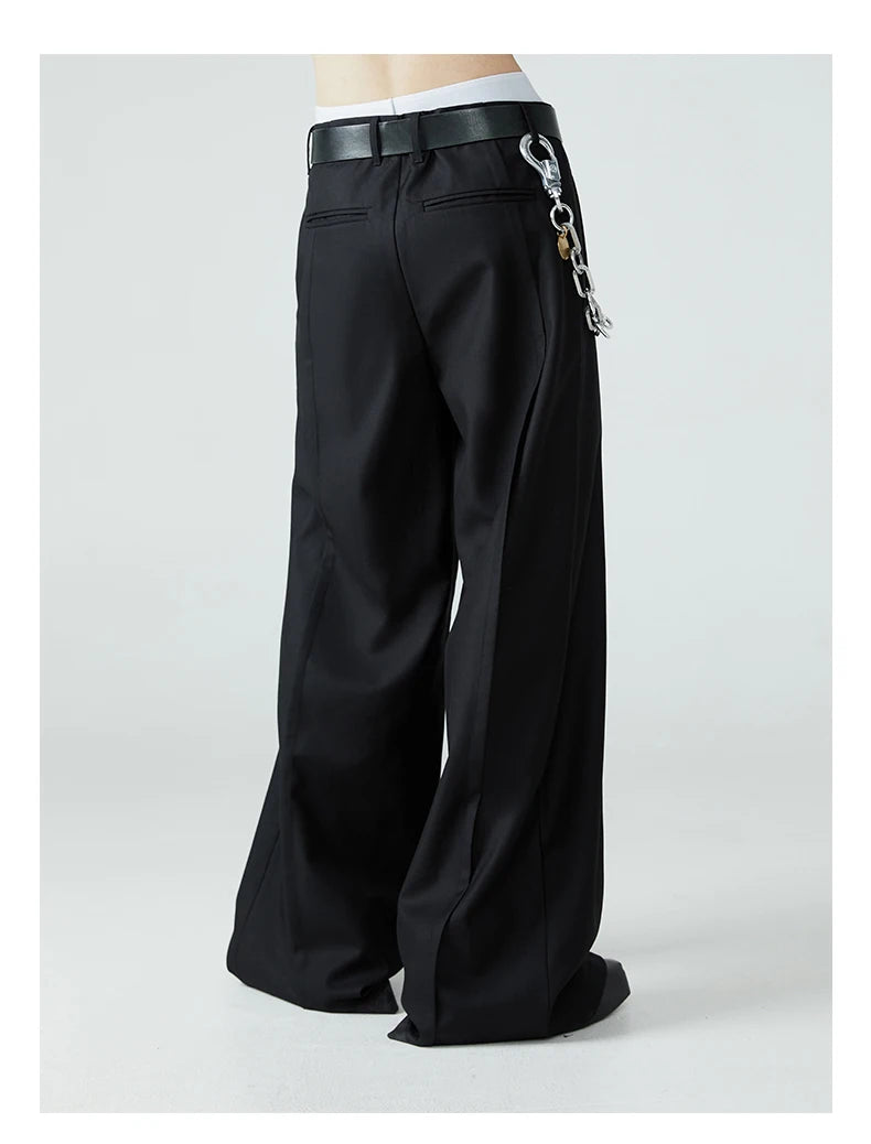 Mauroicardi Spring Autumn Long Loose Casual Baggy Flowy Soft Black Pleated Wide Leg Pants Men Luxury Designer Emo Clothing XL59